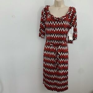 Nieves Lavi Geometric Print 100% silk sheath dress